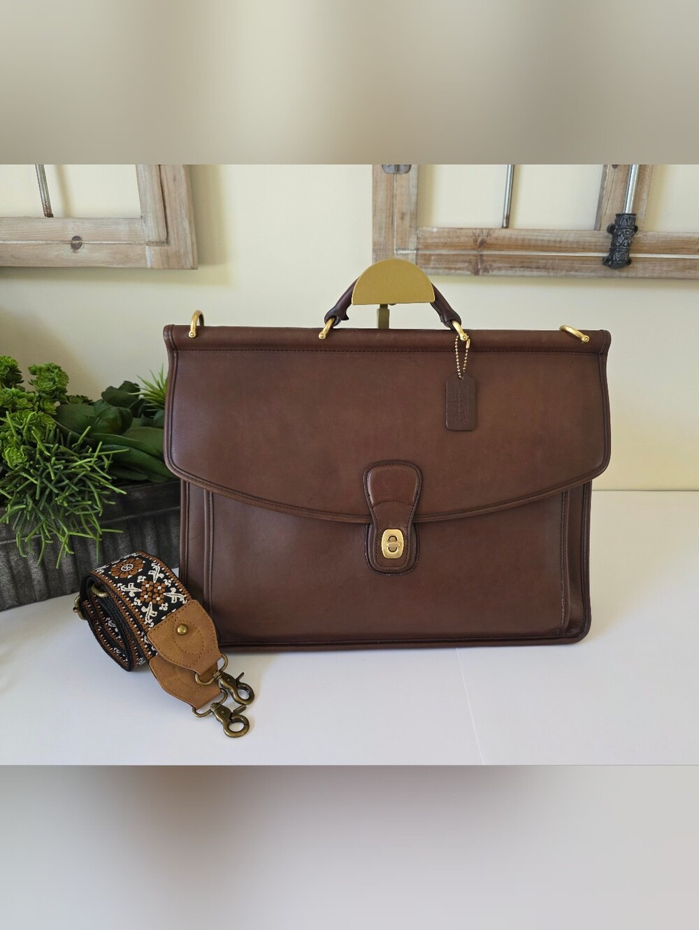 Vintage Coach Beekman Mahagony Briefcase Messenger Laptop Bag USA 1997